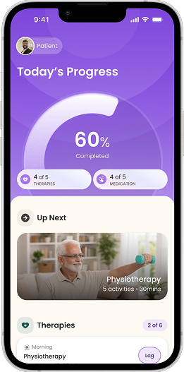 Patient app — check-in & vitals screenshot